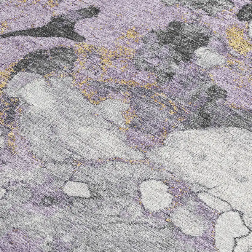 Lavender And Charcoal Abstract Washable Indoor Outdoor Area Rug Photo 4