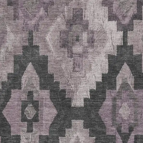 Lavender And Charcoal Aztec Washable Indoor Outdoor Area Rug Photo 3