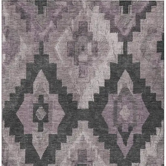 Lavender And Charcoal Aztec Washable Indoor Outdoor Area Rug Photo 4