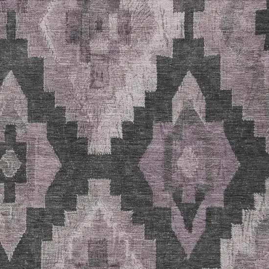Lavender And Charcoal Aztec Washable Indoor Outdoor Area Rug Photo 4