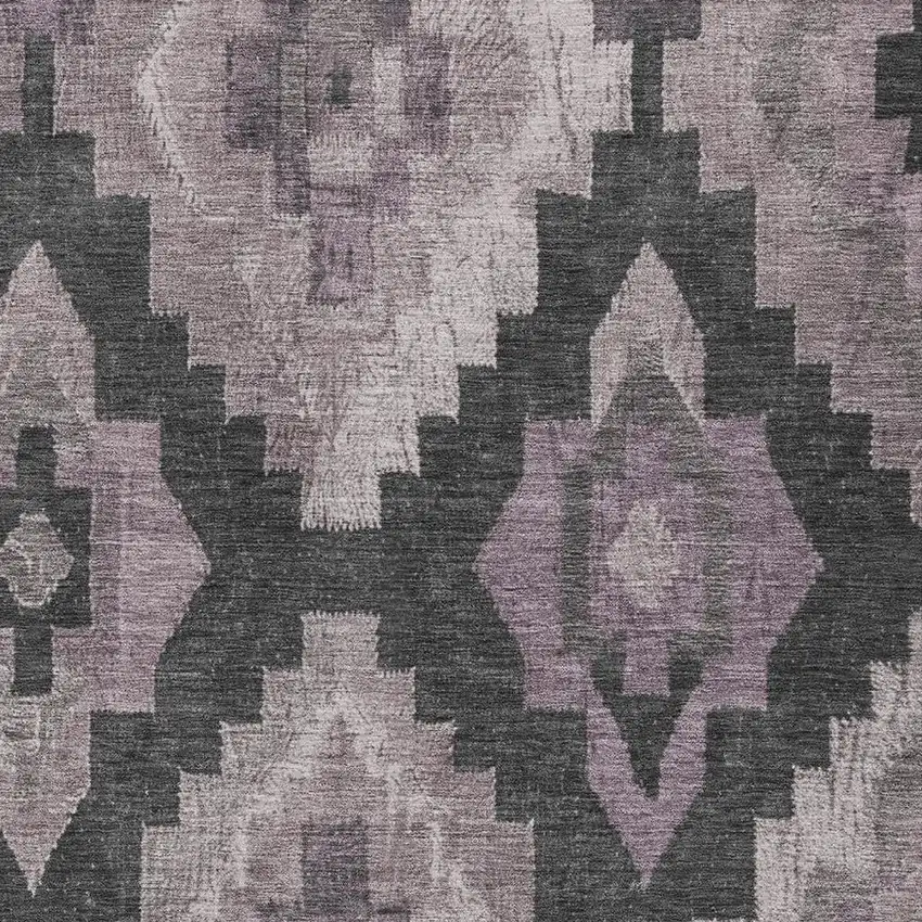 Lavender And Charcoal Aztec Washable Indoor Outdoor Area Rug Photo 4