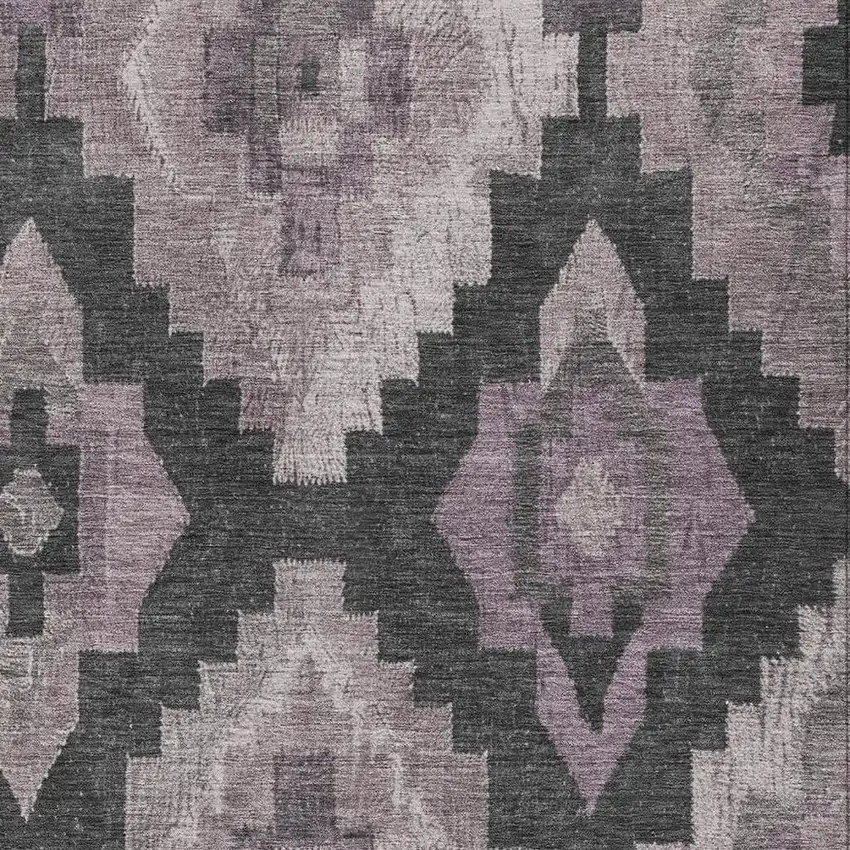 Lavender And Charcoal Aztec Washable Indoor Outdoor Area Rug Photo 4