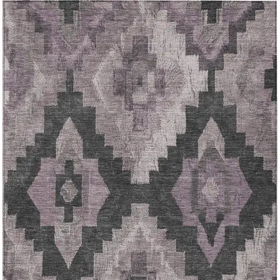 Lavender And Charcoal Aztec Washable Indoor Outdoor Area Rug Photo 9