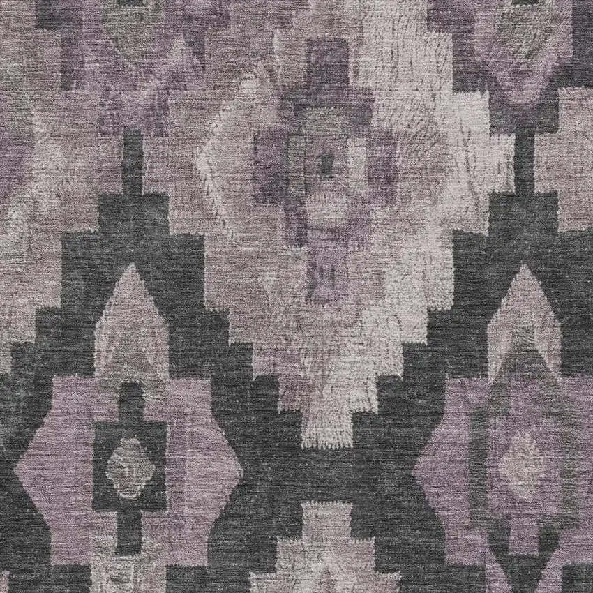 Lavender And Charcoal Aztec Washable Indoor Outdoor Area Rug Photo 3