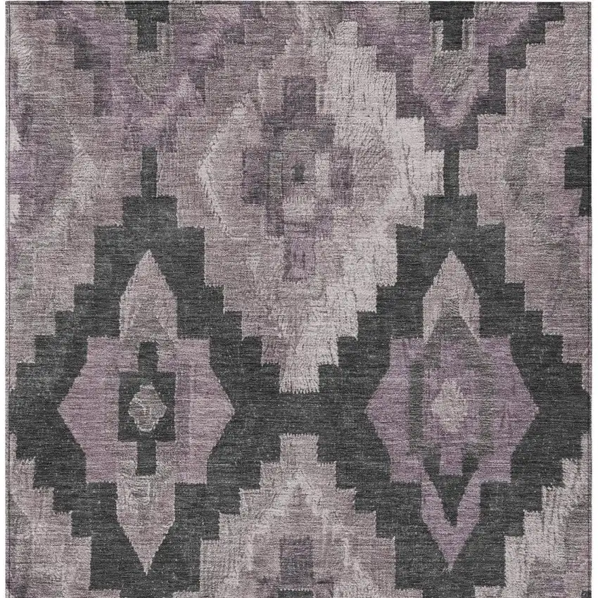 Lavender And Charcoal Aztec Washable Indoor Outdoor Area Rug Photo 4