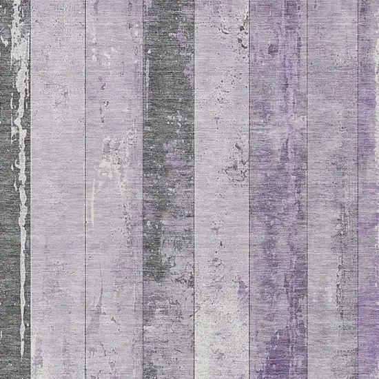 Lavender And Charcoal Striped Washable Indoor Outdoor Area Rug Photo 3