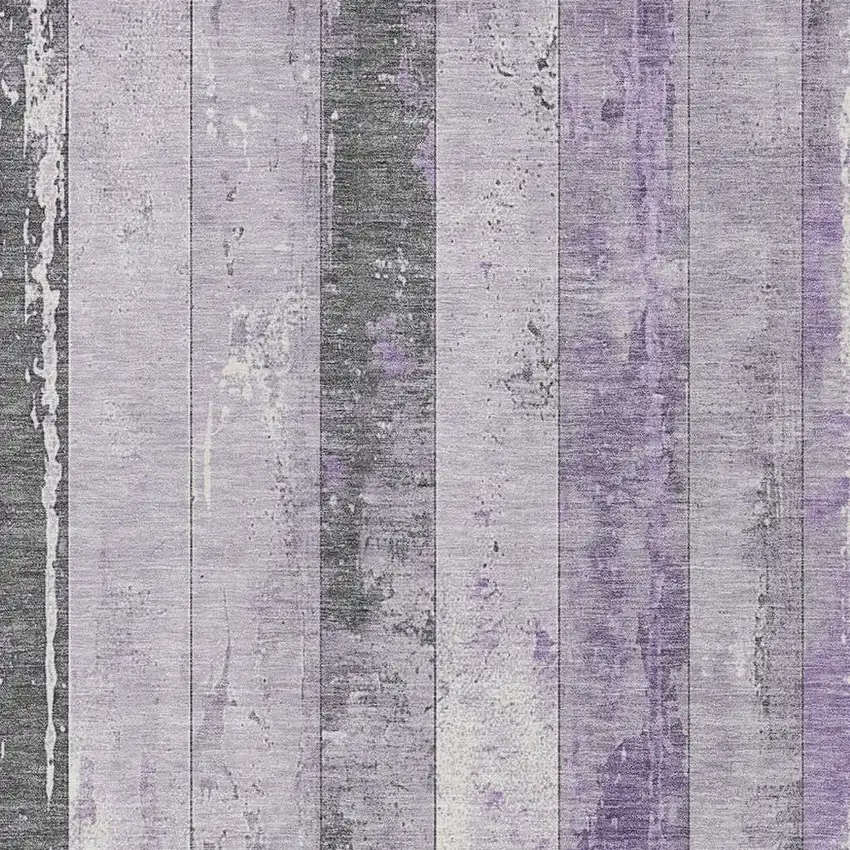 Lavender And Charcoal Striped Washable Indoor Outdoor Area Rug Photo 3