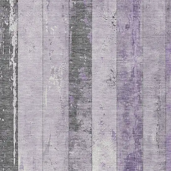 Lavender And Charcoal Striped Washable Indoor Outdoor Area Rug Photo 9