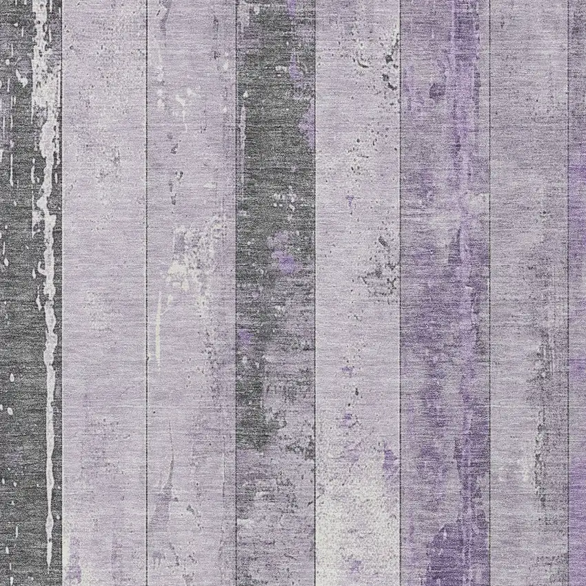 Lavender And Charcoal Striped Washable Indoor Outdoor Area Rug Photo 9