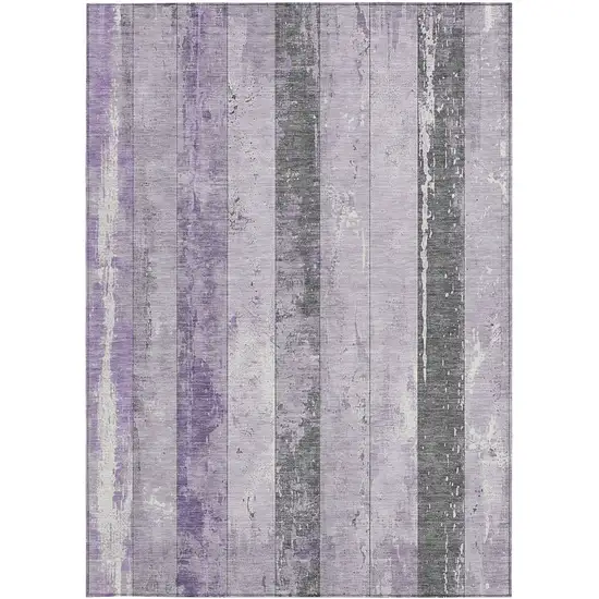 Lavender And Charcoal Striped Washable Indoor Outdoor Area Rug Photo 7