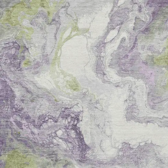 Lavender And Fern Green Abstract Washable Indoor Outdoor Area Rug Photo 6
