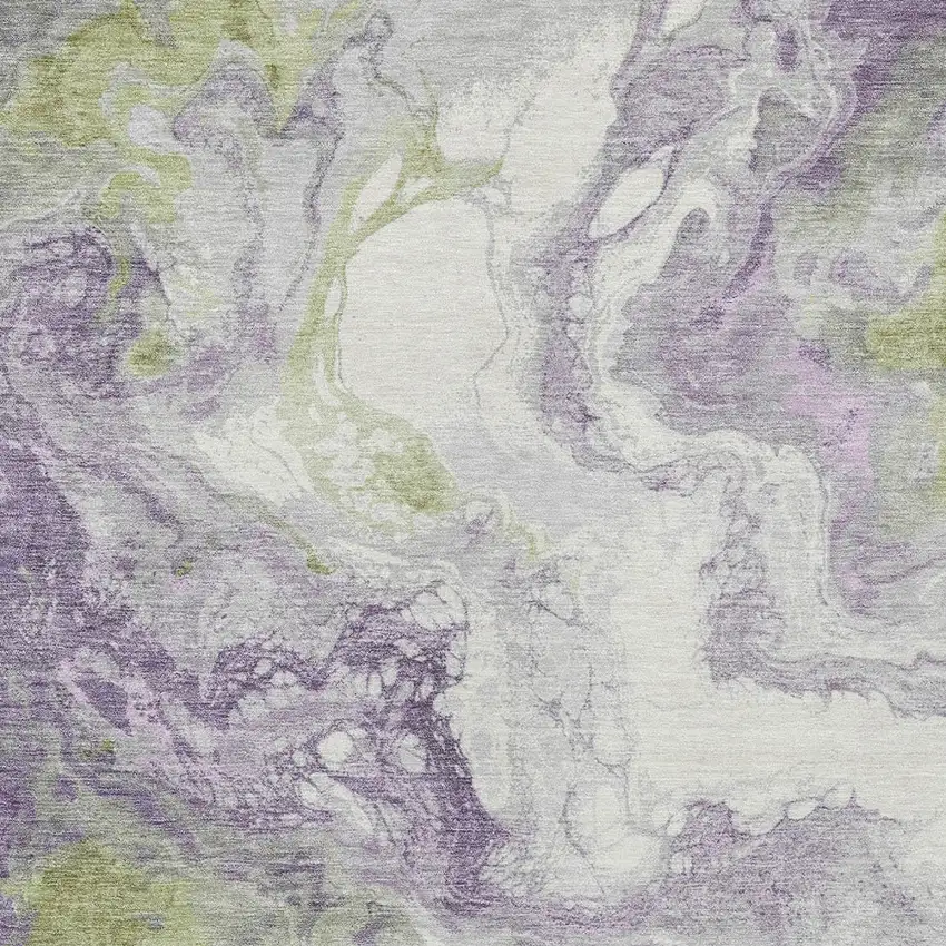 Lavender And Fern Green Abstract Washable Indoor Outdoor Area Rug Photo 6