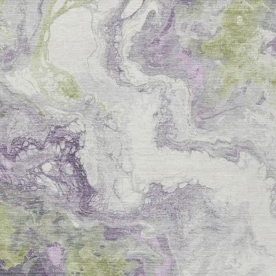 Lavender And Fern Green Abstract Washable Indoor Outdoor Area Rug Photo 3