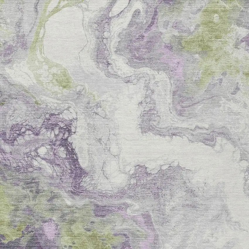 Lavender And Fern Green Abstract Washable Indoor Outdoor Area Rug Photo 3