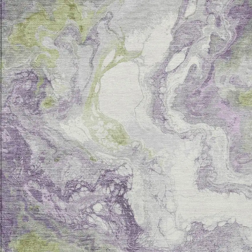 Lavender And Fern Green Abstract Washable Indoor Outdoor Area Rug Photo 3