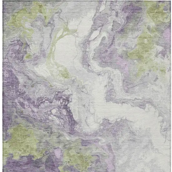 Lavender And Fern Green Abstract Washable Indoor Outdoor Area Rug Photo 4