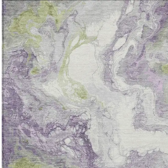 Lavender And Fern Green Abstract Washable Indoor Outdoor Area Rug Photo 9