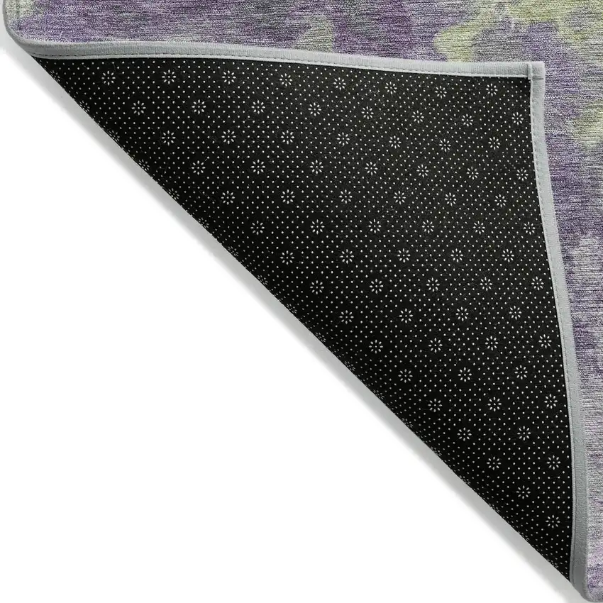 Lavender And Fern Green Abstract Washable Indoor Outdoor Area Rug Photo 8