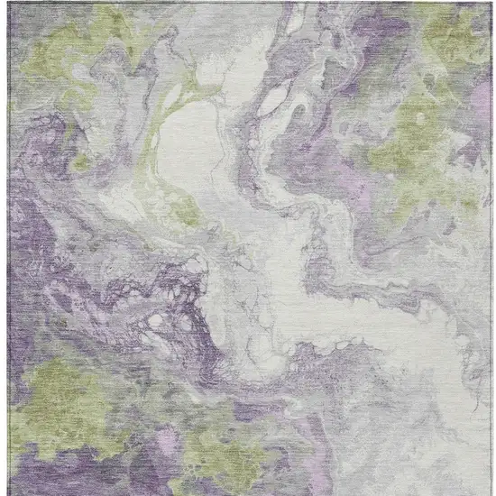 Lavender And Fern Green Abstract Washable Indoor Outdoor Area Rug Photo 6