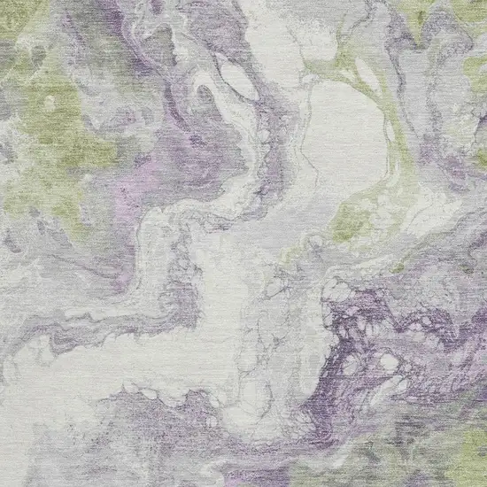 Lavender And Fern Green Abstract Washable Indoor Outdoor Area Rug Photo 3