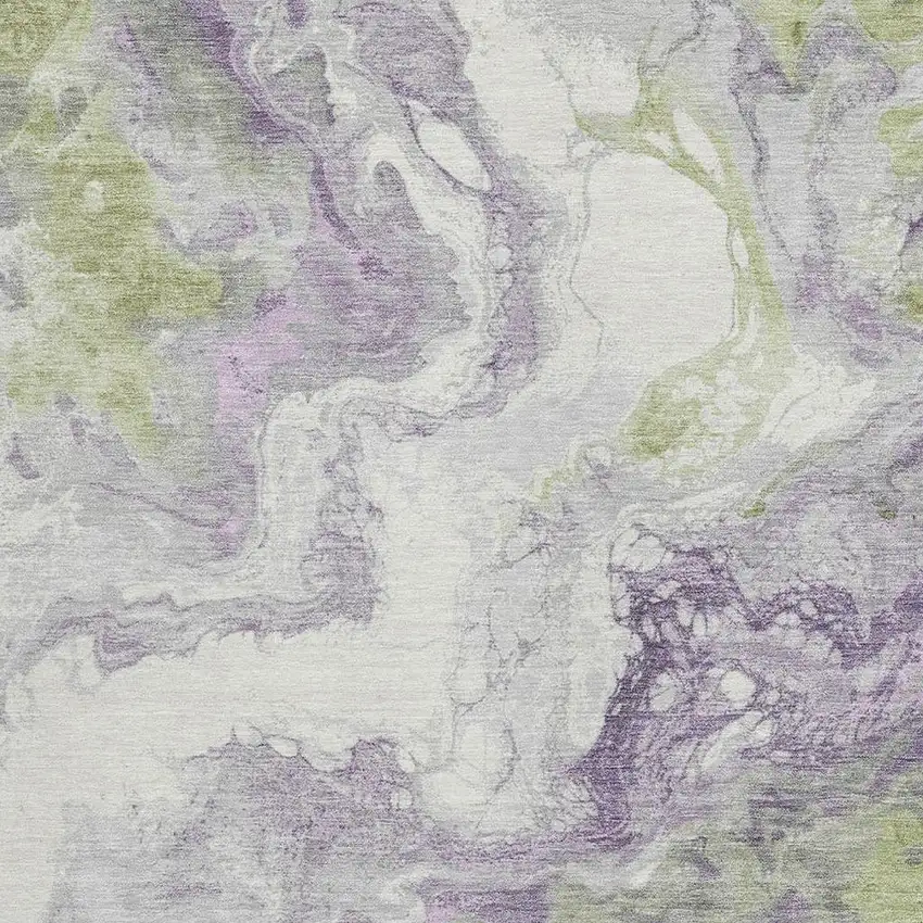 Lavender And Fern Green Abstract Washable Indoor Outdoor Area Rug Photo 3