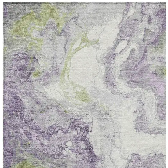 Lavender And Fern Green Abstract Washable Indoor Outdoor Area Rug Photo 6
