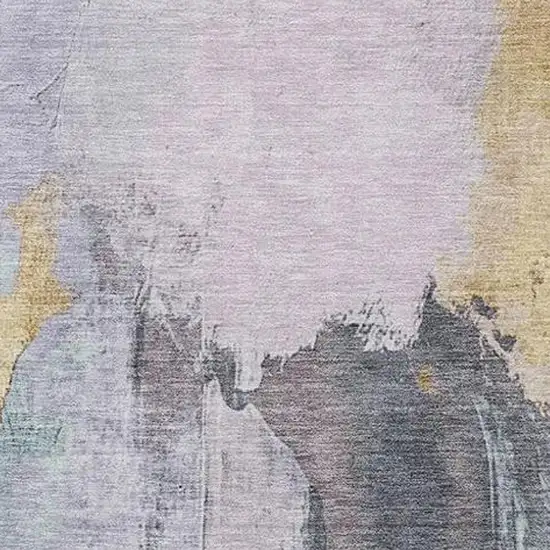 Lavender And Gold Abstract Washable Indoor Outdoor Area Rug Photo 3