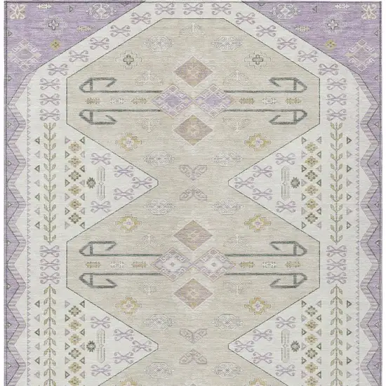 Lavender And Gold Geometric Washable Indoor Outdoor Area Rug Photo 4