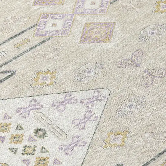 Lavender And Gold Geometric Washable Indoor Outdoor Area Rug Photo 6