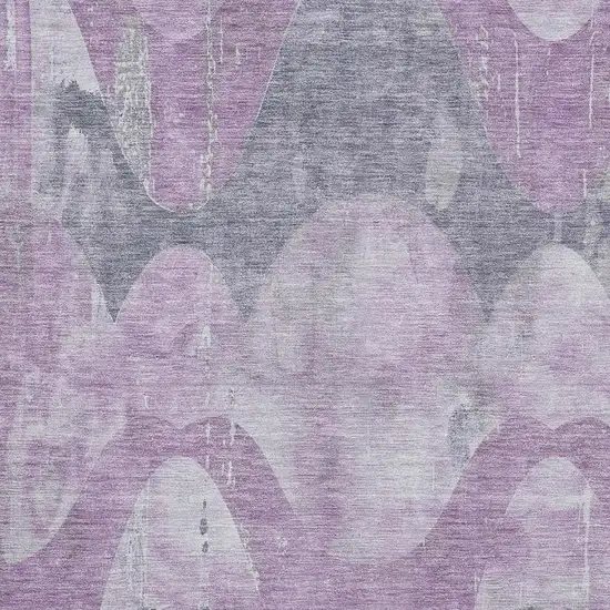 Lavender And Gray Abstract Washable Area Rug With UV Protection Photo 2
