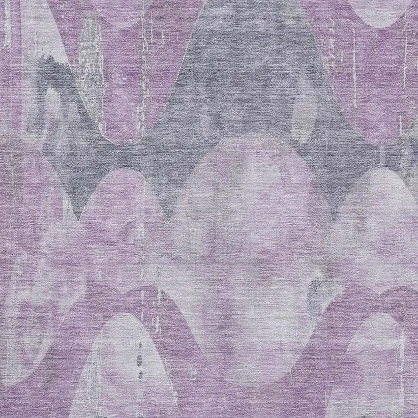 Lavender And Gray Abstract Washable Area Rug With UV Protection Photo 2