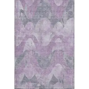 Photo of Lavender And Gray Abstract Washable Area Rug With UV Protection