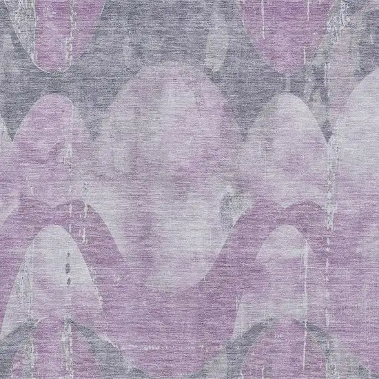 Lavender And Gray Abstract Washable Area Rug With UV Protection Photo 2