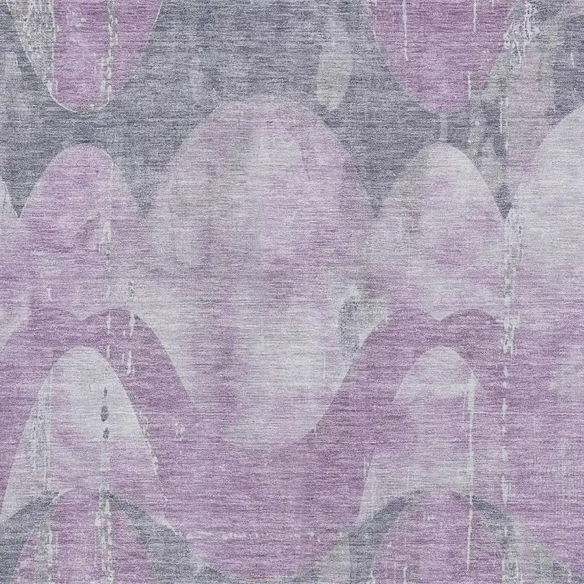 Lavender And Gray Abstract Washable Area Rug With UV Protection Photo 2