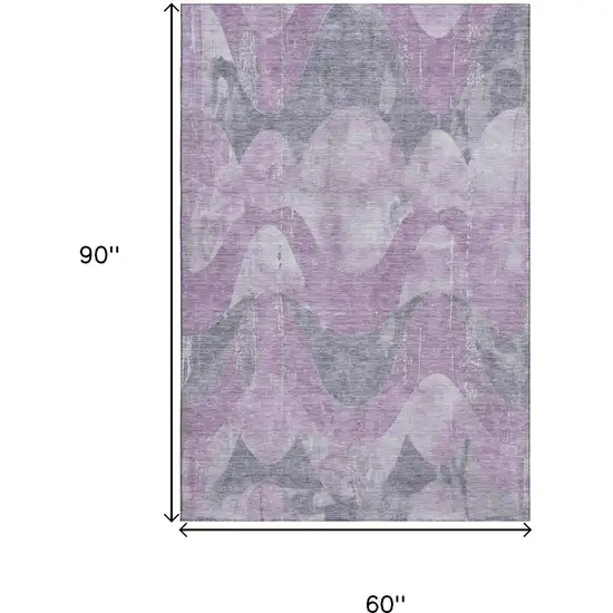 Lavender And Gray Abstract Washable Area Rug With UV Protection Photo 9