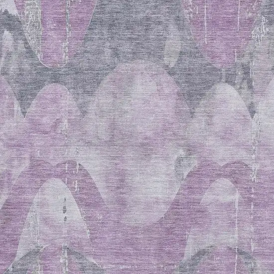 Lavender And Gray Abstract Washable Area Rug With UV Protection Photo 2
