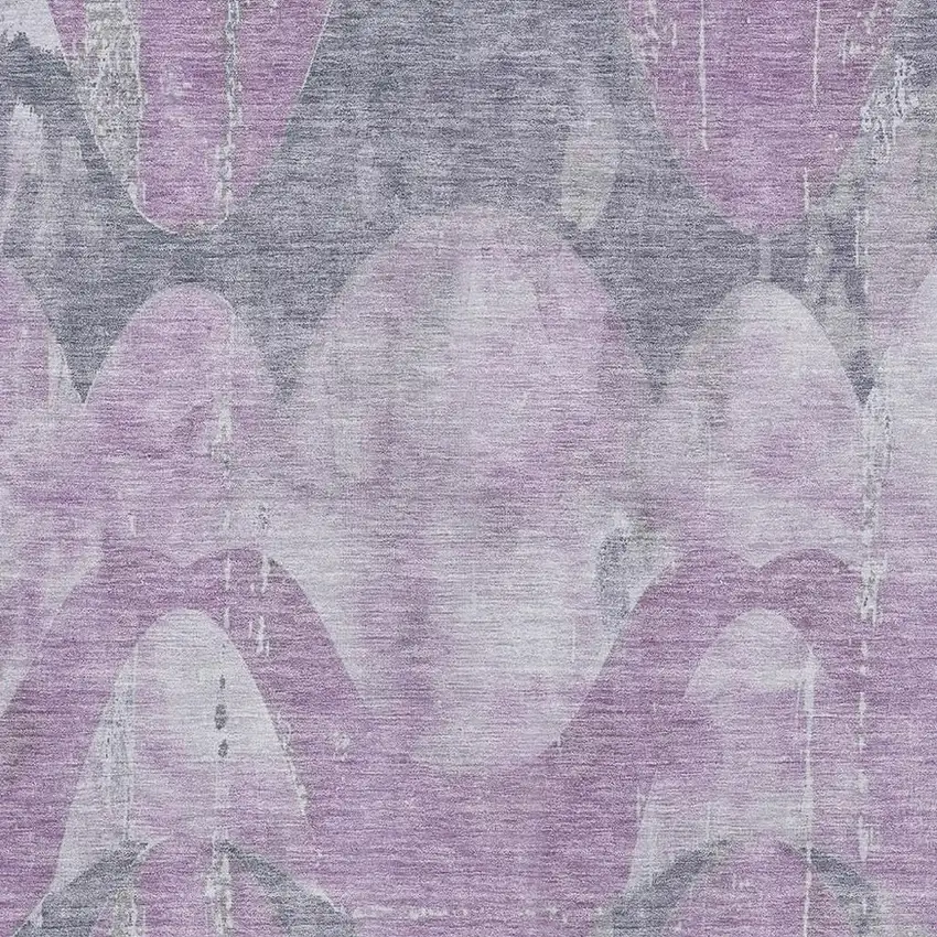 Lavender And Gray Abstract Washable Area Rug With UV Protection Photo 2