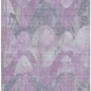 Photo of Lavender And Gray Abstract Washable Area Rug With UV Protection