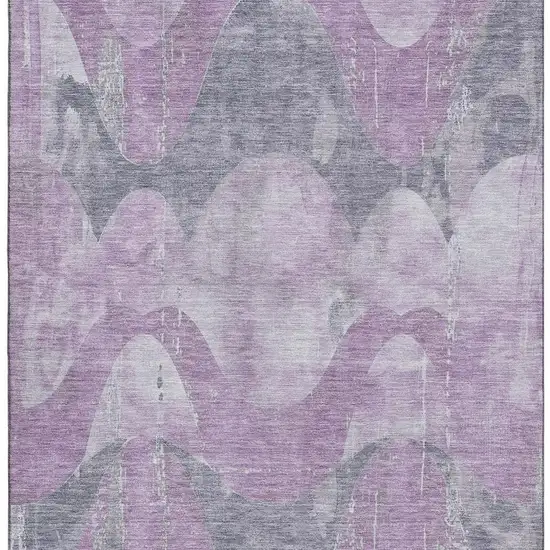 Lavender And Gray Abstract Washable Area Rug With UV Protection Photo 3