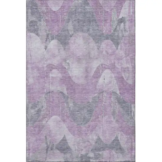 Lavender And Gray Abstract Washable Area Rug With UV Protection Photo 3