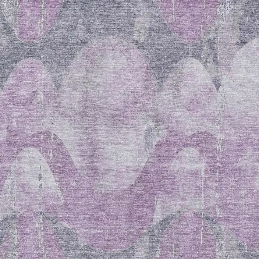 Lavender And Gray Abstract Washable Area Rug With UV Protection Photo 2