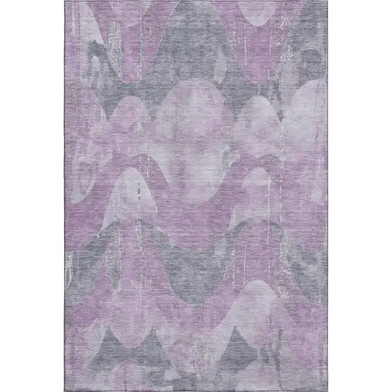 Lavender And Gray Abstract Washable Area Rug With UV Protection Photo 1