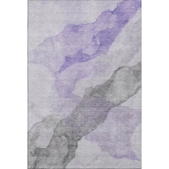 Lavender And Gray Abstract Washable Area Rug With UV Protection Photo 1