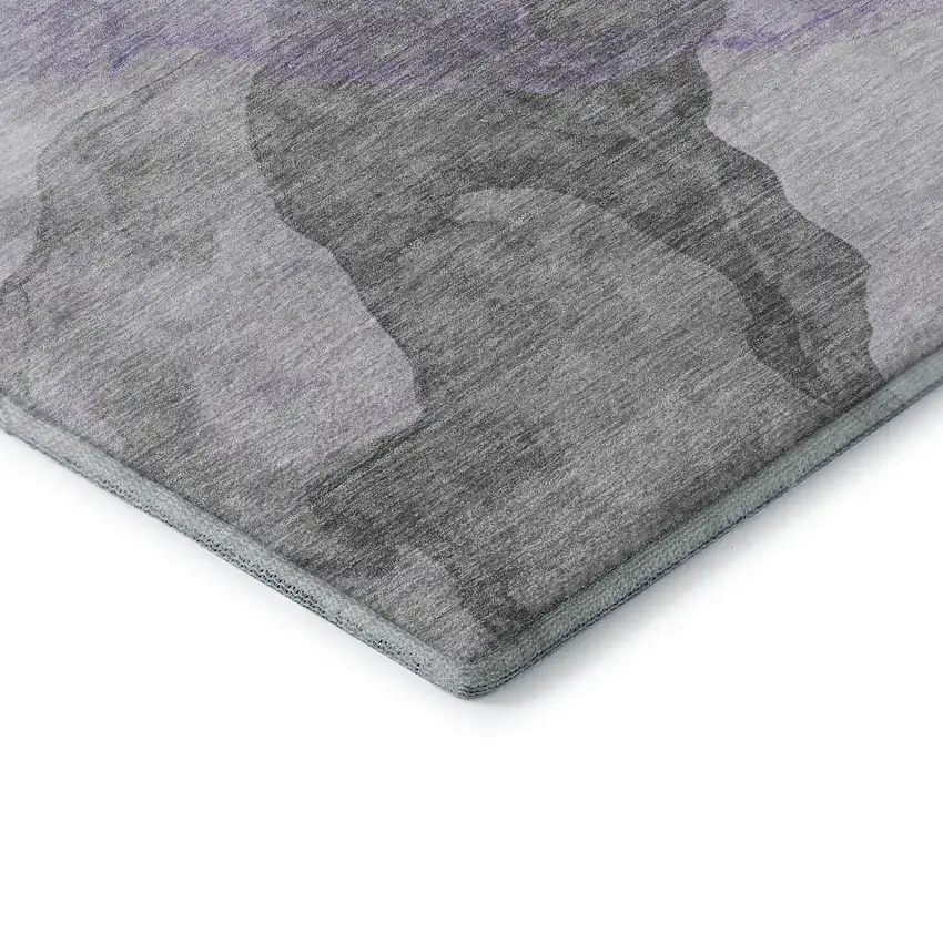 Lavender And Gray Abstract Washable Area Rug With UV Protection Photo 7