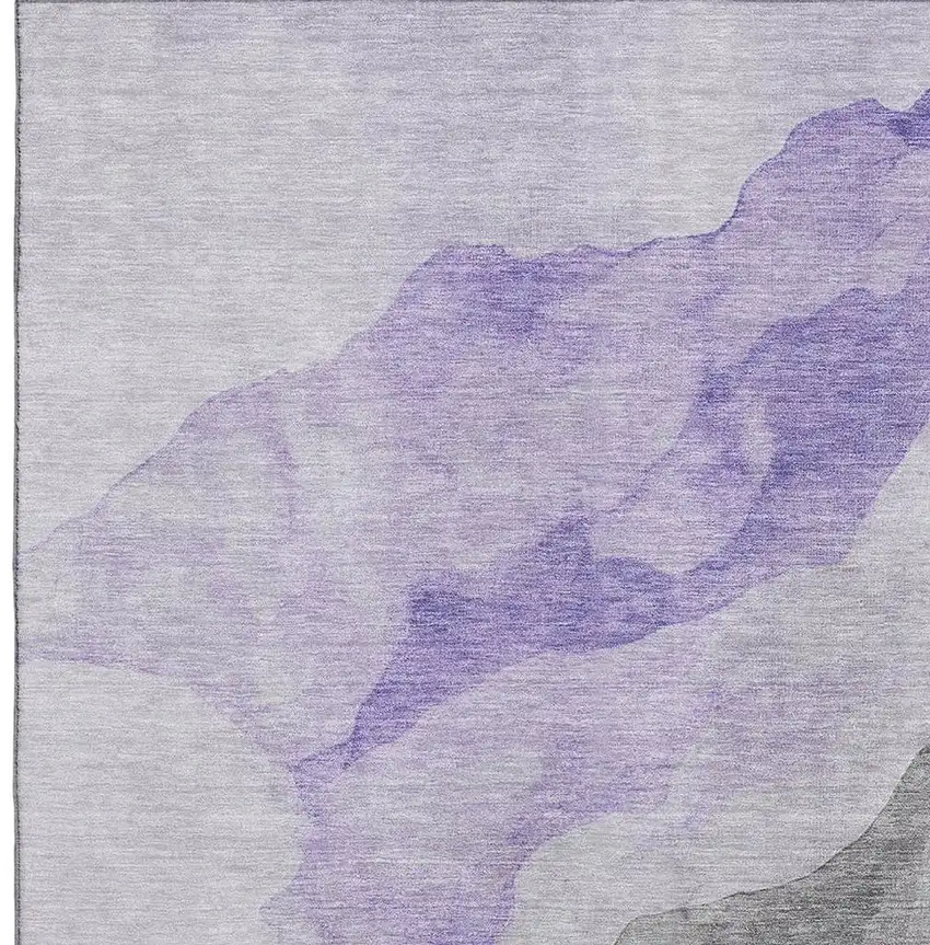 Lavender And Gray Abstract Washable Area Rug With UV Protection Photo 3