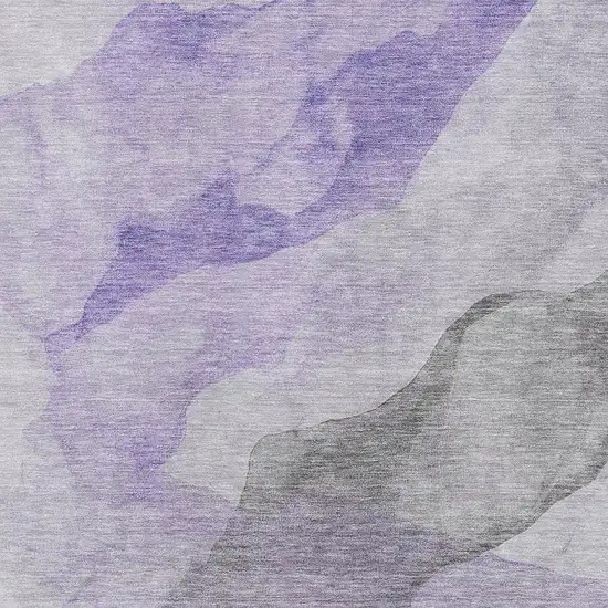 Lavender And Gray Abstract Washable Area Rug With UV Protection Photo 3