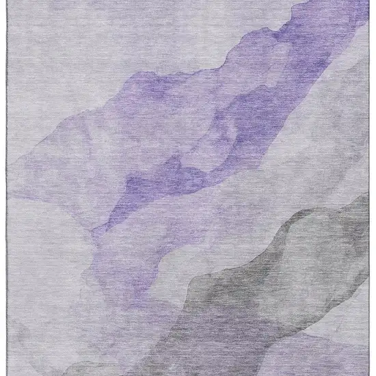 Lavender And Gray Abstract Washable Area Rug With UV Protection Photo 4
