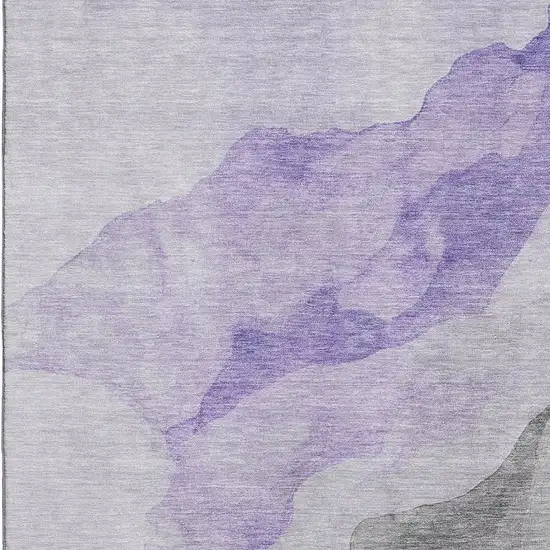 Lavender And Gray Abstract Washable Area Rug With UV Protection Photo 3