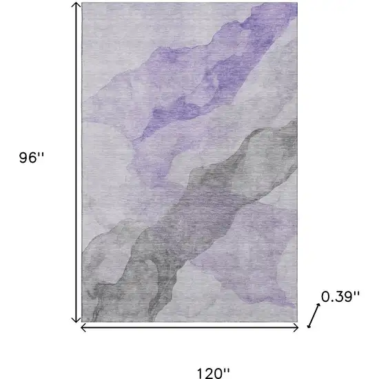 Lavender And Gray Abstract Washable Area Rug With UV Protection Photo 9