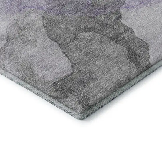 Lavender And Gray Abstract Washable Area Rug With UV Protection Photo 7